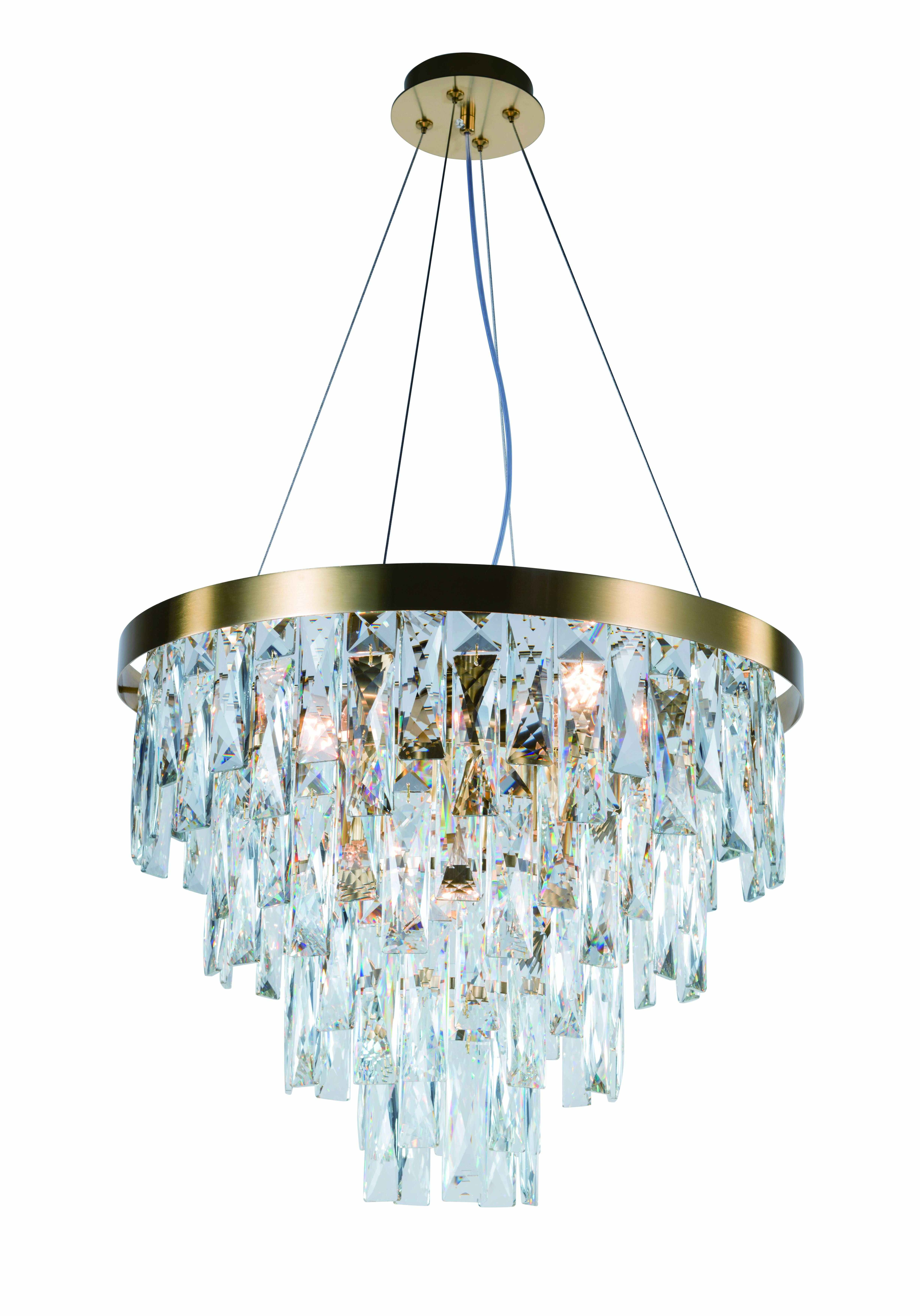 Люстра 500*370, 8*E14, 40W NewRgy Cristallo 5729P/8A PLATING BRASS+CLEAR, PLATING BRASS+CLEAR