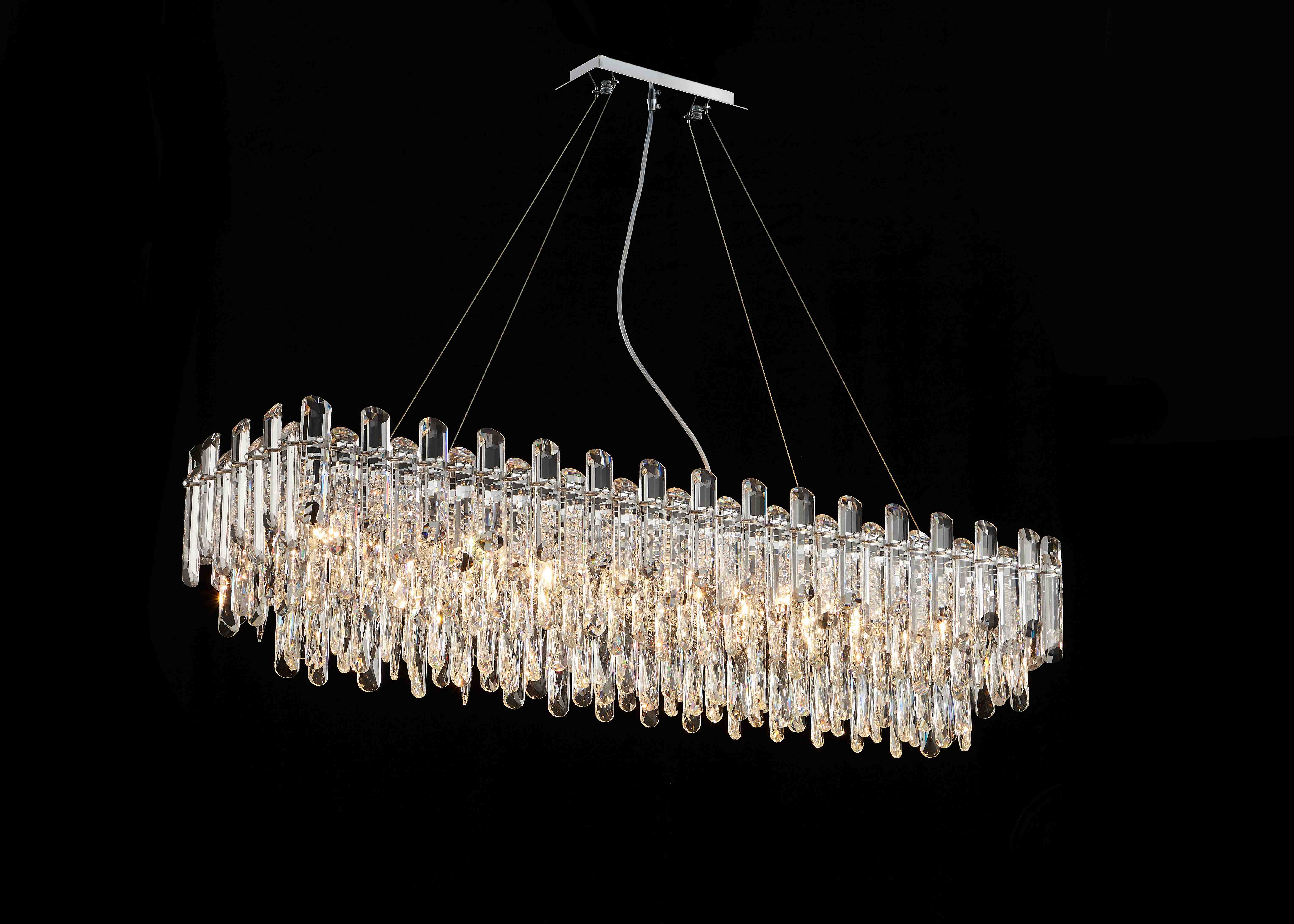 Люстра  1200*300*290, 10*E14, 40W NewRgy Cristallo NW076-L1200*W300*H290 RECTANGLE CHROME, Хром