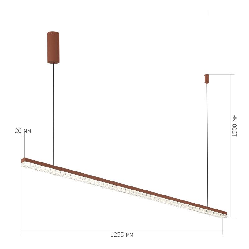 Подвесной светильник 125,5*2,6*-150 см, *LED, 32W, 4000K, ST-Luce Euclidics SL1018.613.01, коричневый