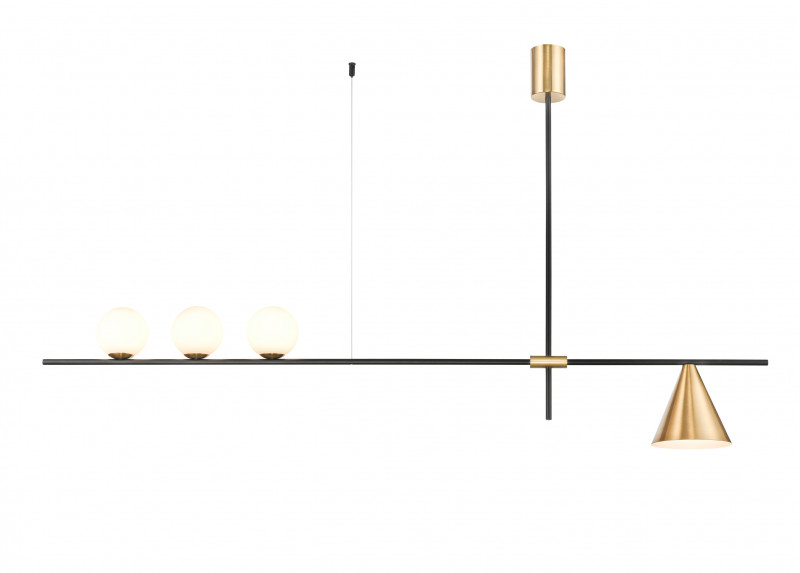 Подвесной светильник 17*140*50 см, 3+1*G9 / E27 черный, латунь Vele Luce Corda VL5534P04