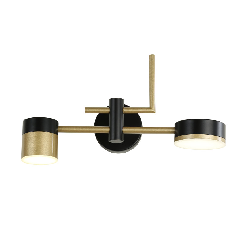 Бра Favourite Modul 4013-2W, D150*W400*H220, каркас светильника сочетает два цвета - черный и золото, плафоны цилиндрической формы разного диаметра