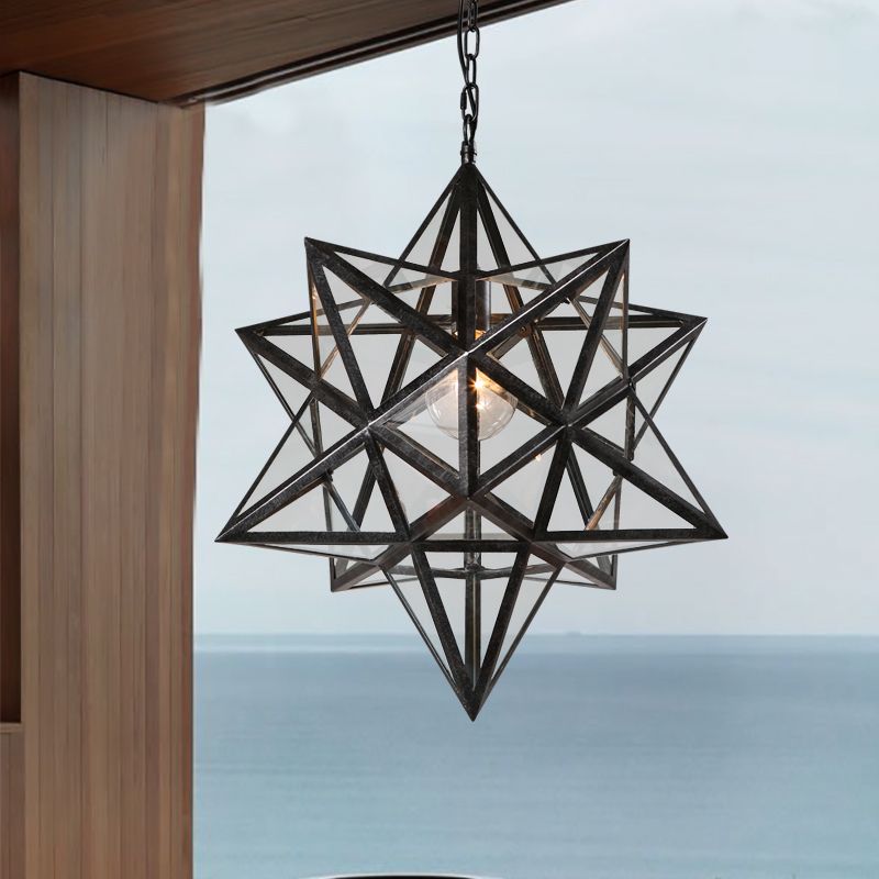 Люстра Black Star Clear Glass 50 см 50*50*52 см, 1*E27*60W, ImperiumLoft 101314-26, Чёрный