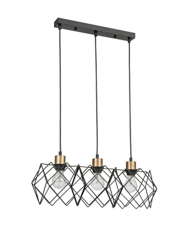 Подвесной светильник 24*58*145 см, 3*E27 черный, золото Vele Luce Scheletro VL6392P03