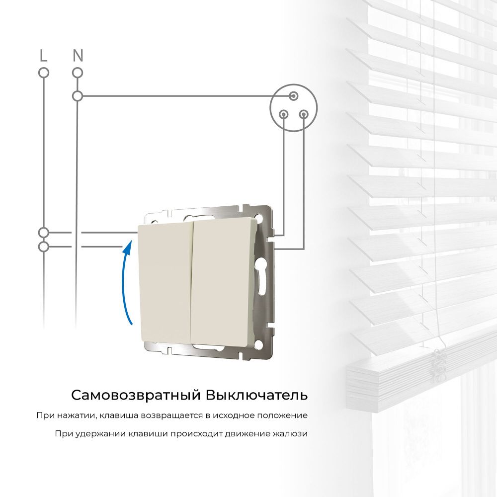 Выключатель Werkel W1122462 двухклавишный с самовозвратом, айвори матовый