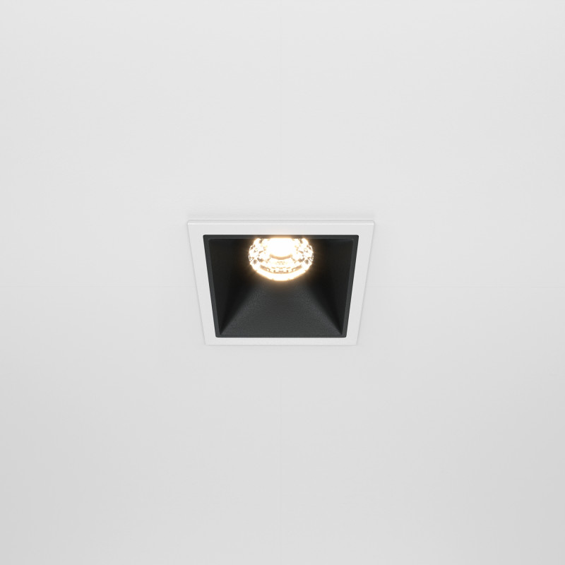 Светильник 7 см, 10W, 3000K, Maytoni Downlight Alfa LED DL043-01-10W3K-SQ-WB, белый-черный