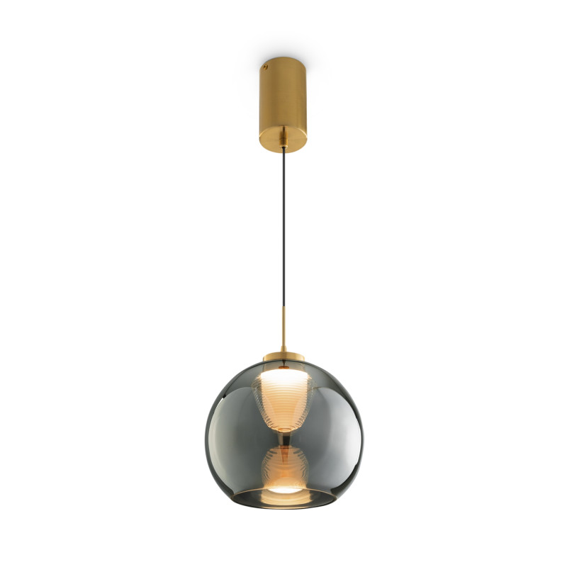 Светильник 20 см, 5W, 3000K, Freya Fume FR5399PL-L4BS2, латунь