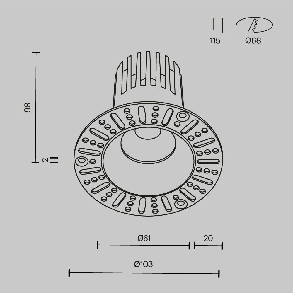 Встраиваемый светильник 10 см, 15W, 3000K, Maytoni Technical Dip DL121-15W-3K-TRS-W, белый