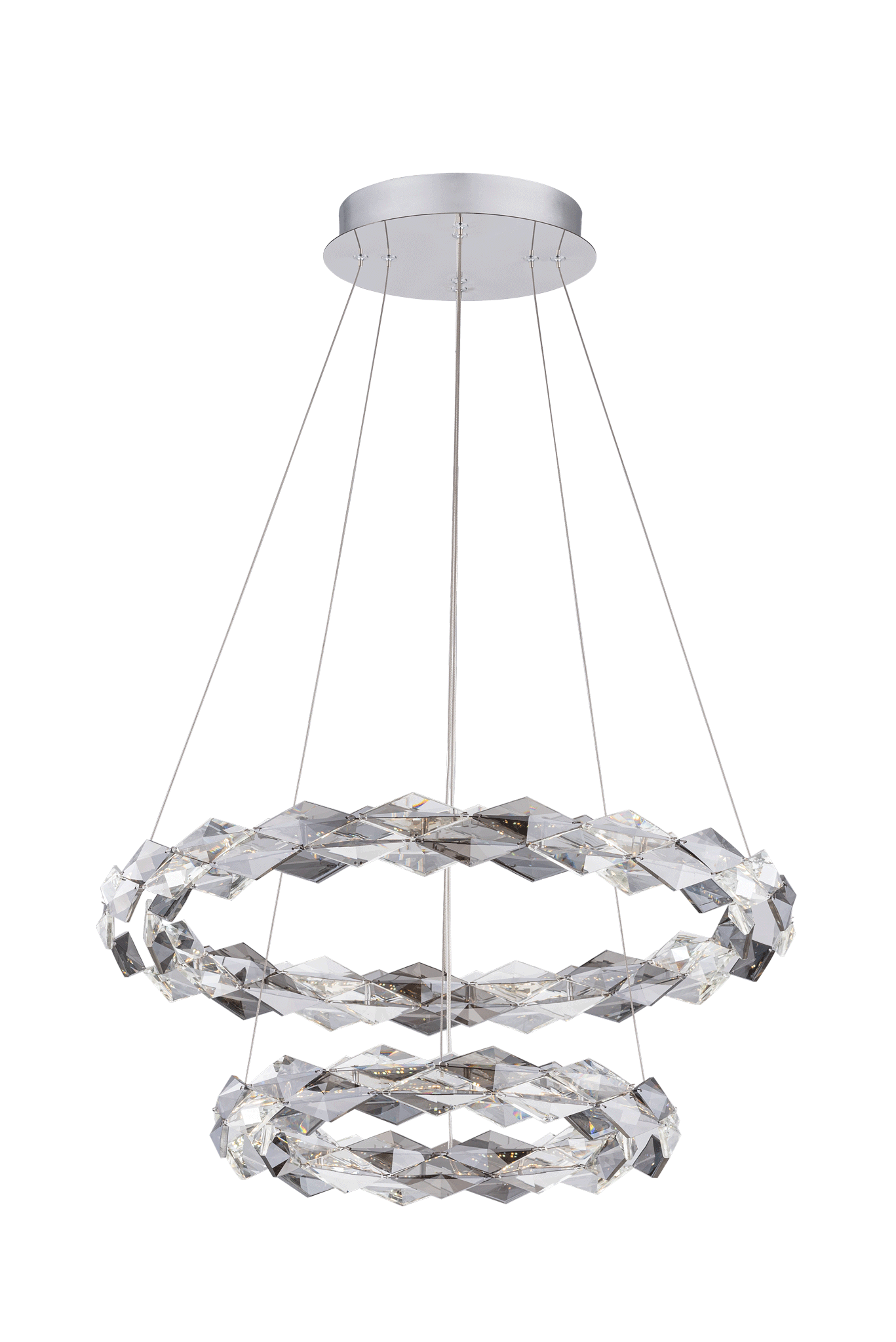 Люстра 600-400*1500, LED, 34W 3000-6000K NewRgy LED 7278-6+4 CHROME+FINISH+CLEAR/SMOKY CRISTALL, Хром
