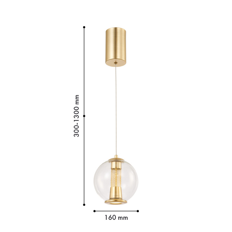 Подвесной светильник 16*135 см, 7W, Favourite Boble 4551-1P золото, прозрачное стекло
