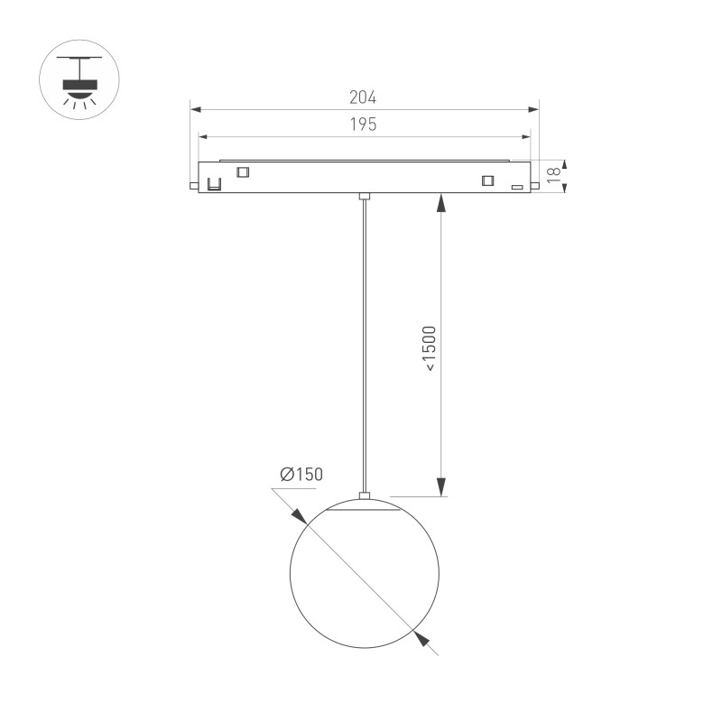 Светильник на шине Arlight 036049 20,4*15*166,8 см, 10W, белый (теплый)K,