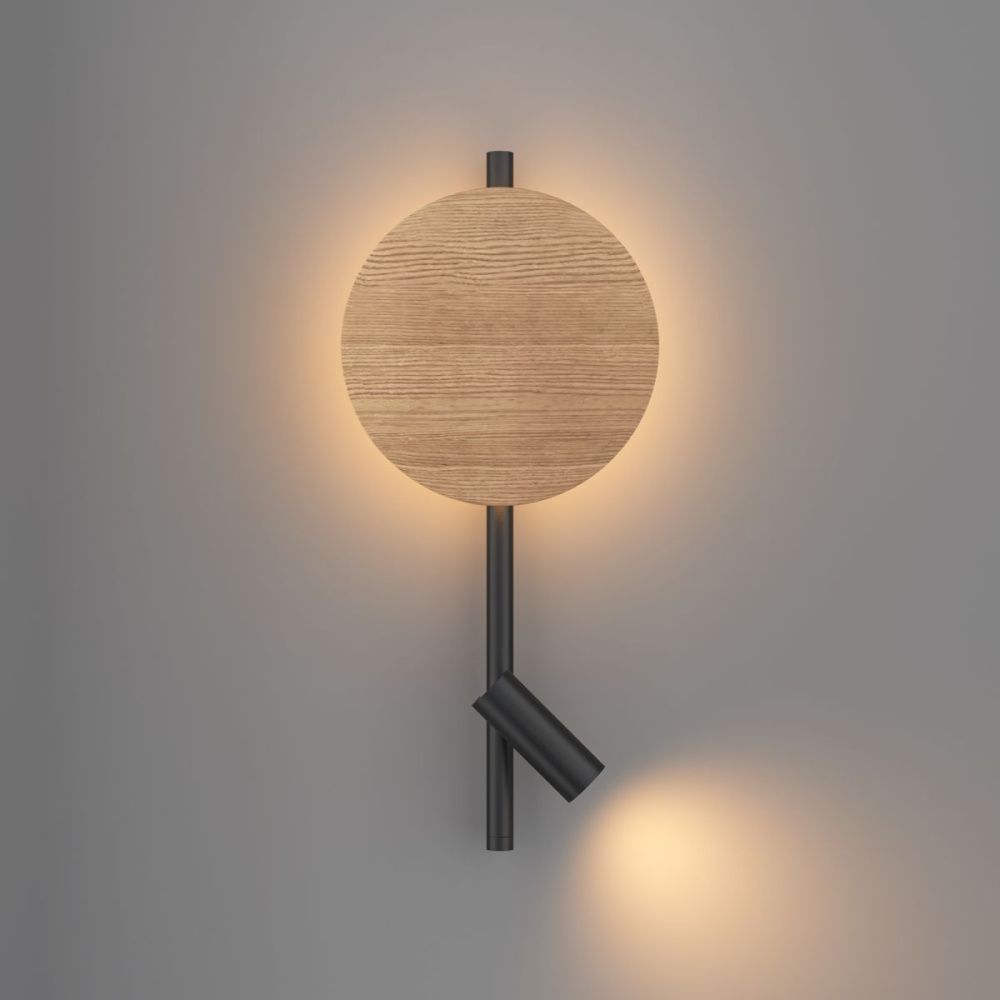 Бра 34 см, 9W, 3000K, Maytoni Solution MOD450WL-L9BG3K, черный-дерево