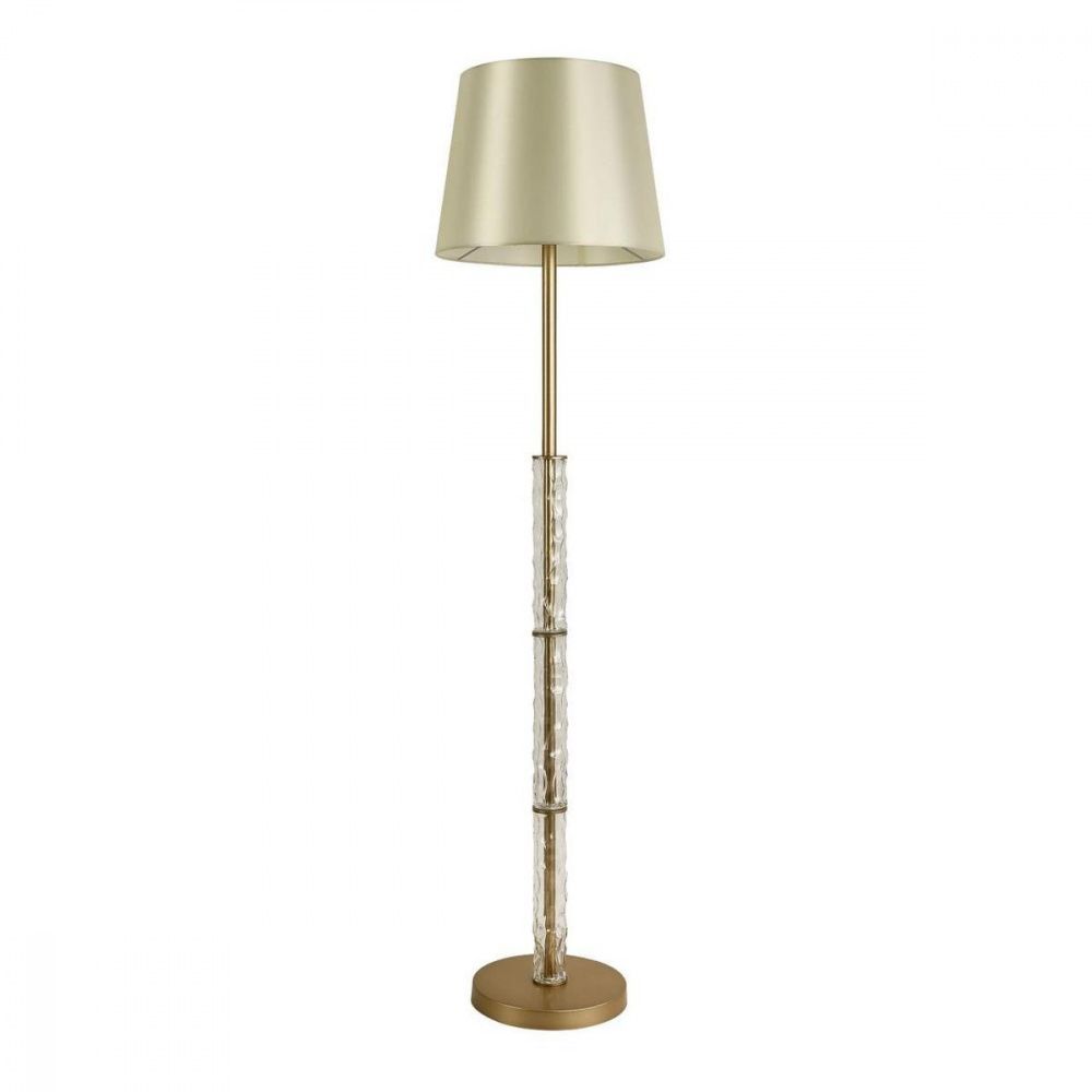 Торшер F-Promo Hefestos 2945-1F, D400*H1630, матового золота, плафон из бежевой атласной ткани, декоративные элементы из прозрачного стекла