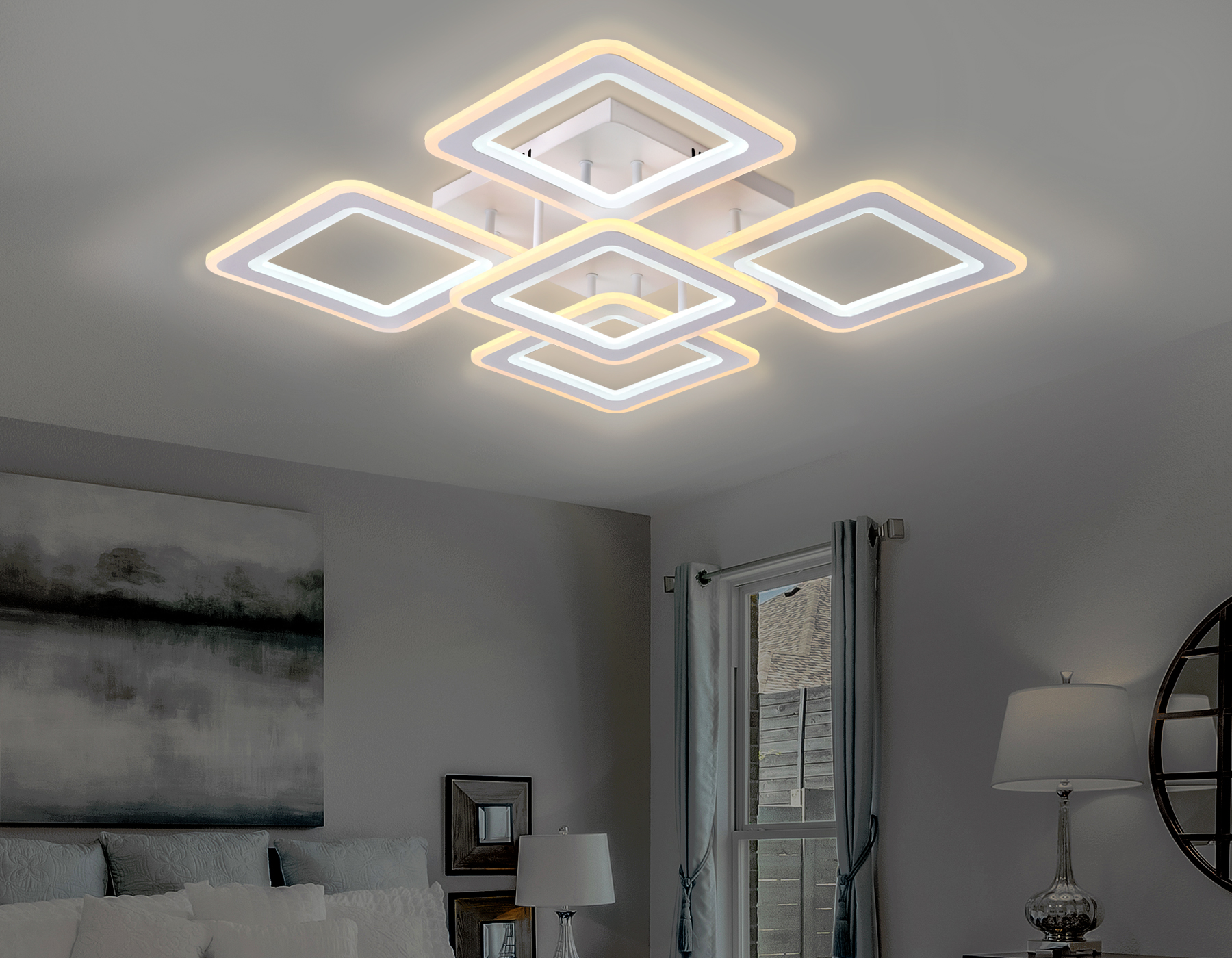 Светильник 82*82*12 см,  162W, 3000К, белый Ambrella Acrylica Original FA866