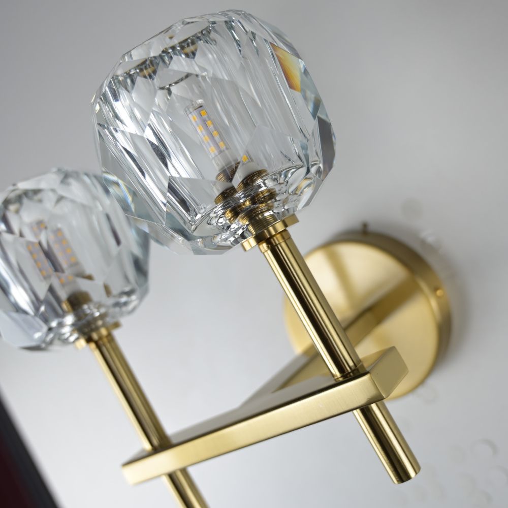 Бра Boule de Cristal Double Sconce Brass 16*13*22 см, 2*G9*40W, ImperiumLoft 44.233, Бронзовый