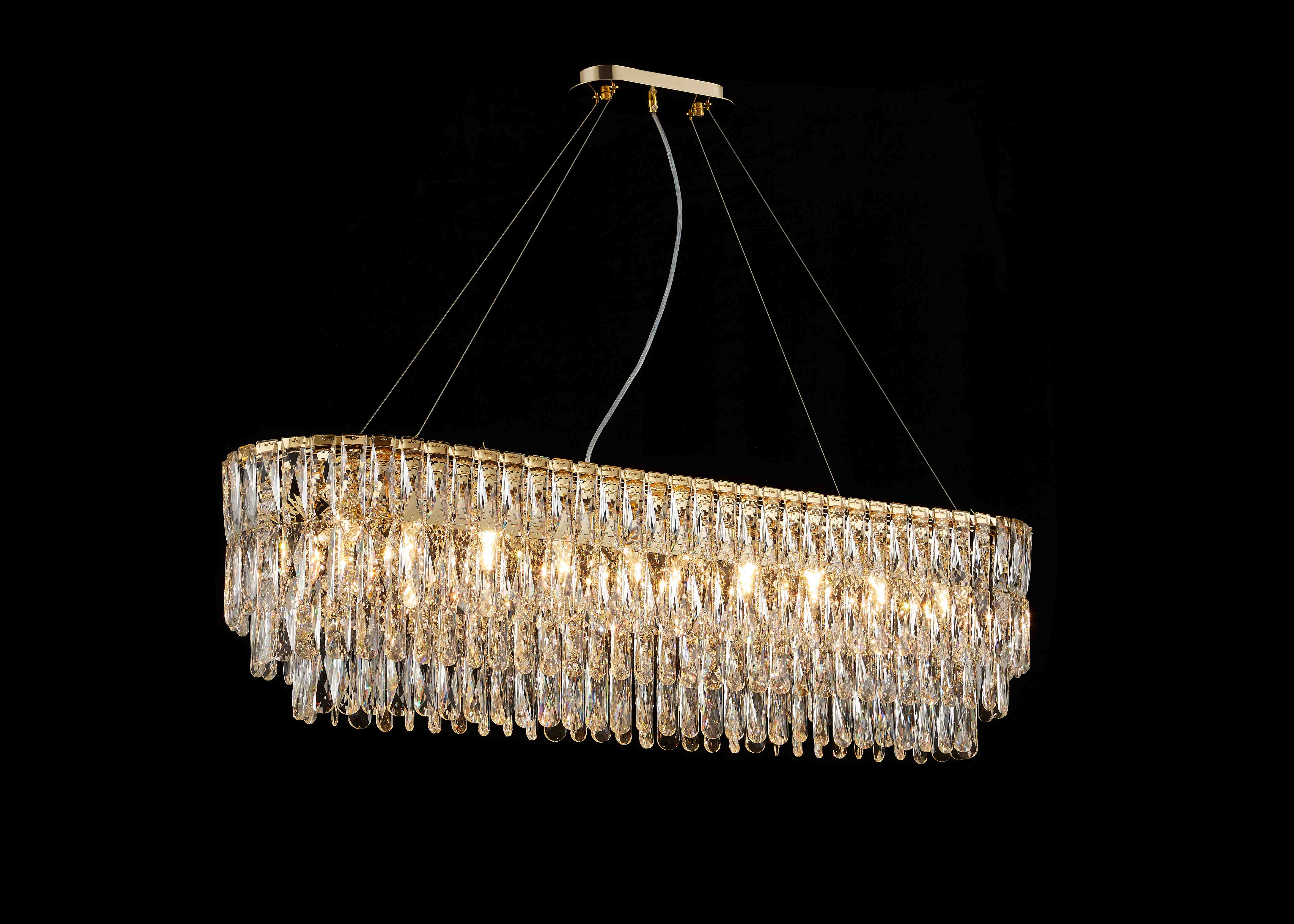 Люстра  1200*300*340, 10*E14, 40W NewRgy Cristallo NW075-L1200*W300*H340 H GOLD OVAL, H GOLD