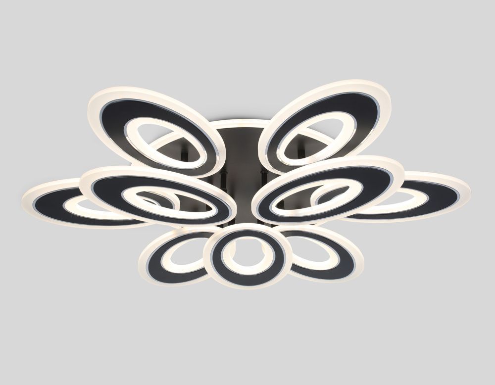 Потолочный светодиодный светильник с пультом 74*66*12- см, **W, 3000-6400K, Ambrella Light Acrylica FA8938, черный, хром