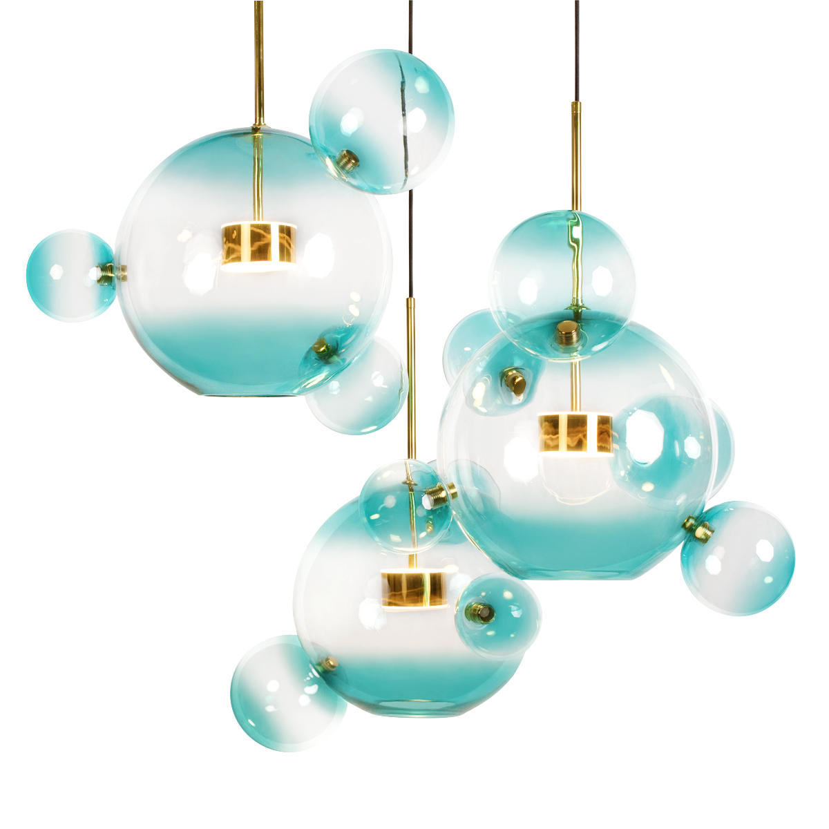 Подвесной светильник 78,5*68 см, 3*LED*10W LOFT IT Bolle 2027-D3 Blue золото