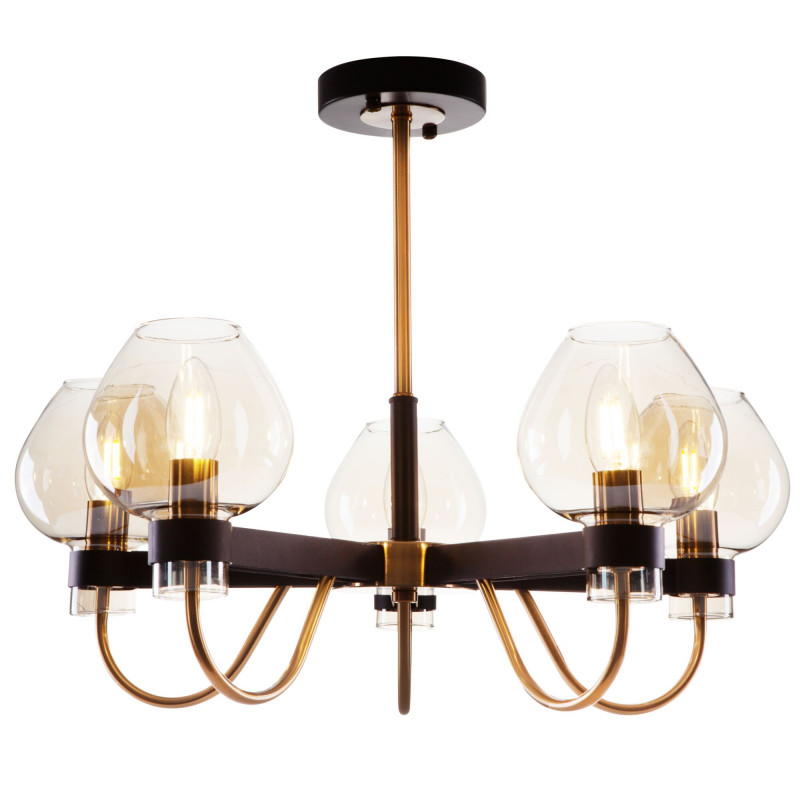 Люстра Tara FR5028PL-05B, диаметр 58 см, черный-янтарный