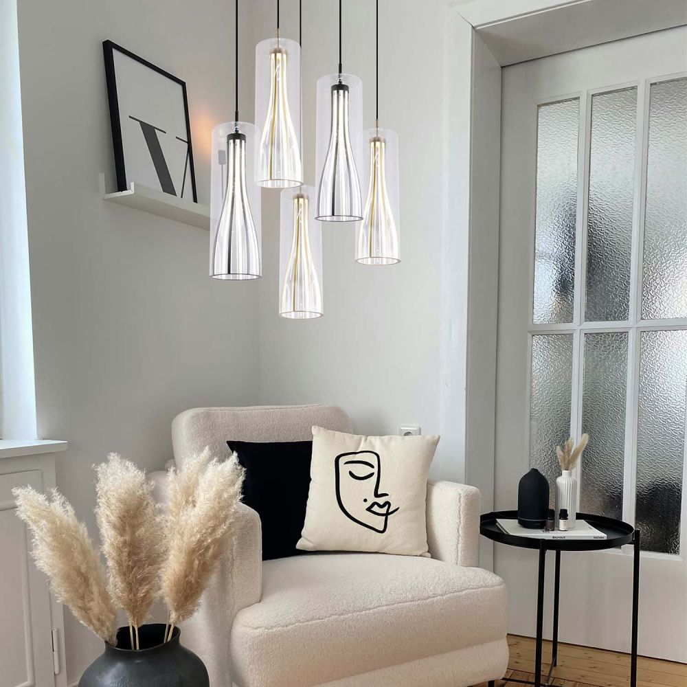 Подвес 15*50-150 см, 1*LED, 20W, 4000K, Favourite Striata 4626-1P, Матовое золото