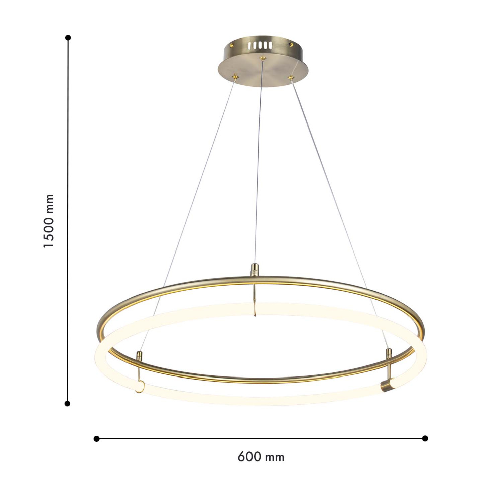 Подвесная люстра 60*20-150 см, 6*LED, 24W, 4000K, Favourite Girth 4629-6P, золотой