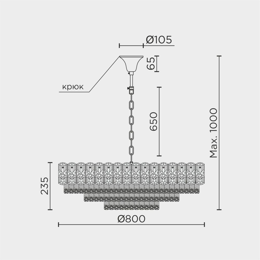Люстра 80 см, 15*Е14*40W, Modelux  ML.7092.800 GD, Золото