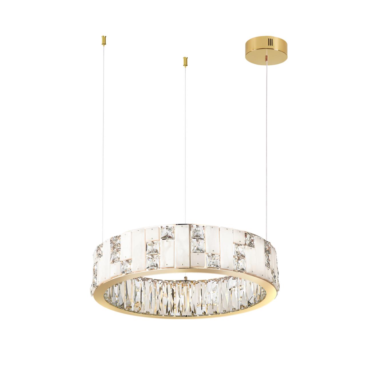 Люстра 48*48*100 см, LED 1*60W, 3700 К, Odeon Light Crossa 5072/60L, золото/прозрачный/белый