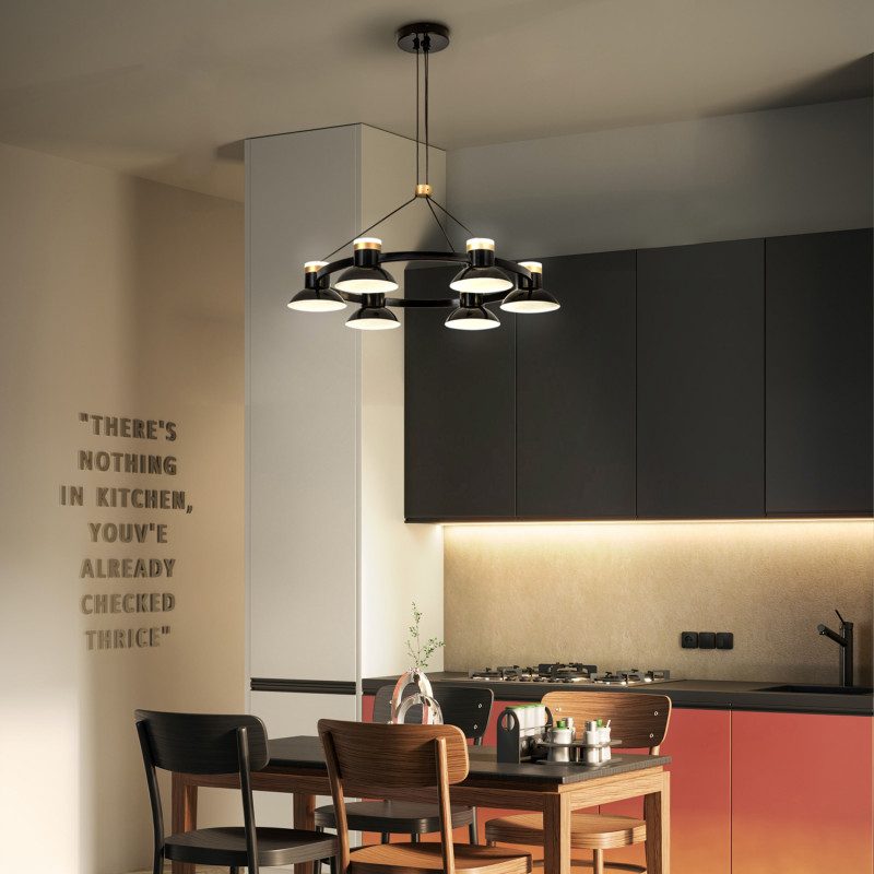 Люстра 62,5*30/180 см, 6*LED*10W Favourite 4516-6P черный/золото