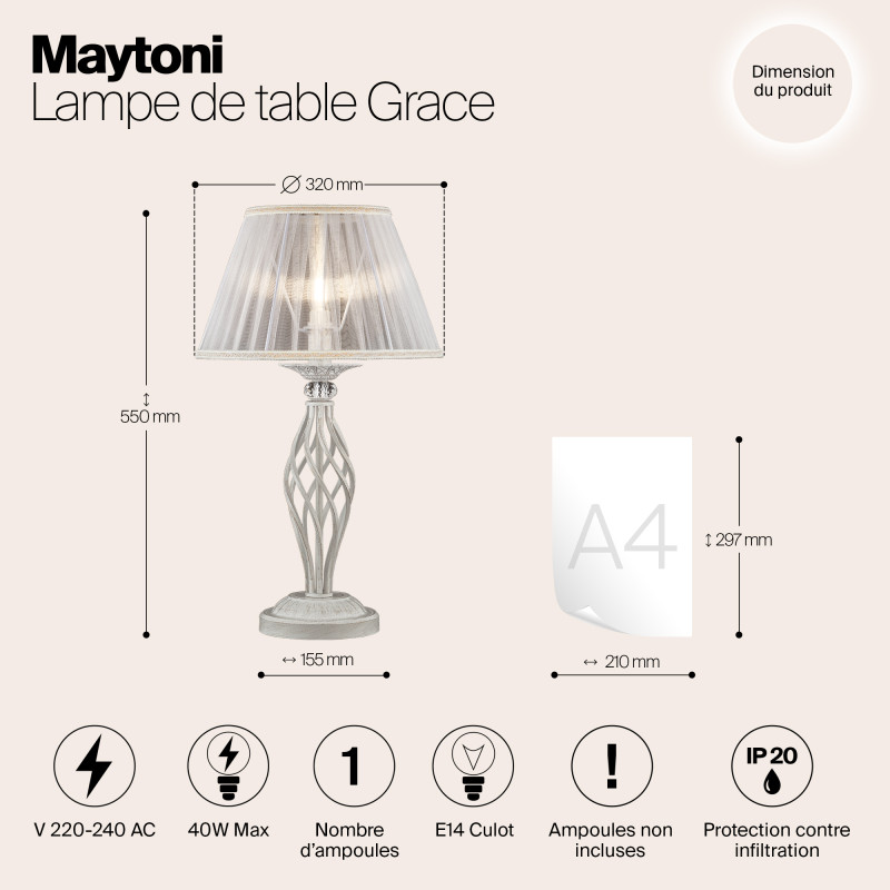 Настольная лампа Maytoni ARM247-00-G Кремовое золото