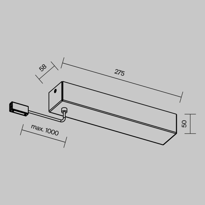 Основание для блока питания с вводом питания Flexity 5,8*27,5*5 см, Maytoni Technical Accessories for tracks Flexity TRA200BB-11B черный