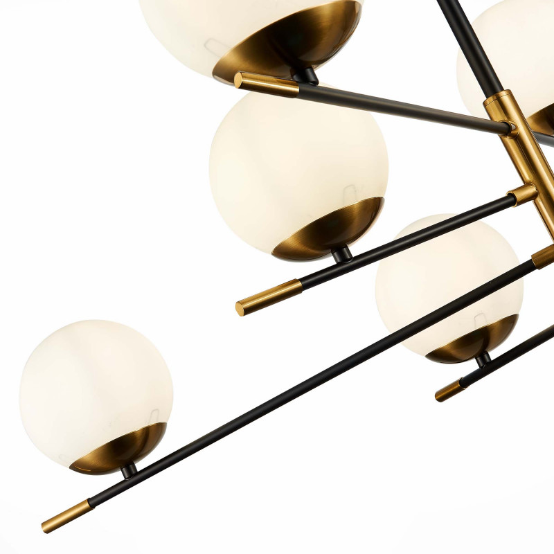 Люстра потолочная 93 см, ST LUCE LIMANO SL1203.422.08 Черный, Латунь