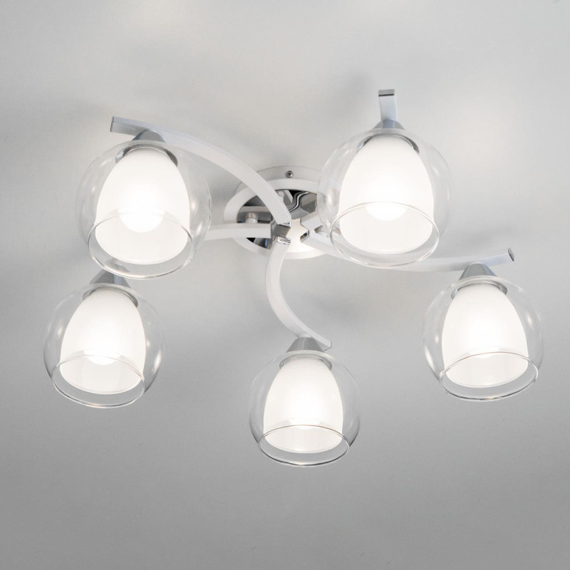 Потолочная люстра Citilux Кристи CL152150, диаметр 54 см, белый-хром