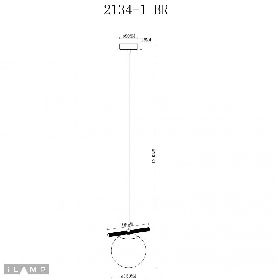 Подвесной светильник 15-120 см, 1*G9*30W, iLamp Golden 2134-1 BR, Латунь