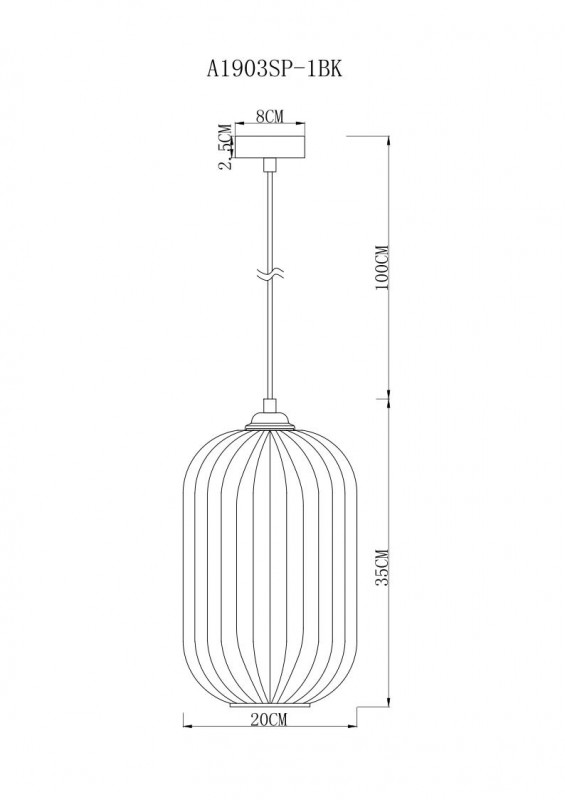 Светильник подвесной Arte Lamp Arwen A1903SP-1BK, диаметр 20 см, черный