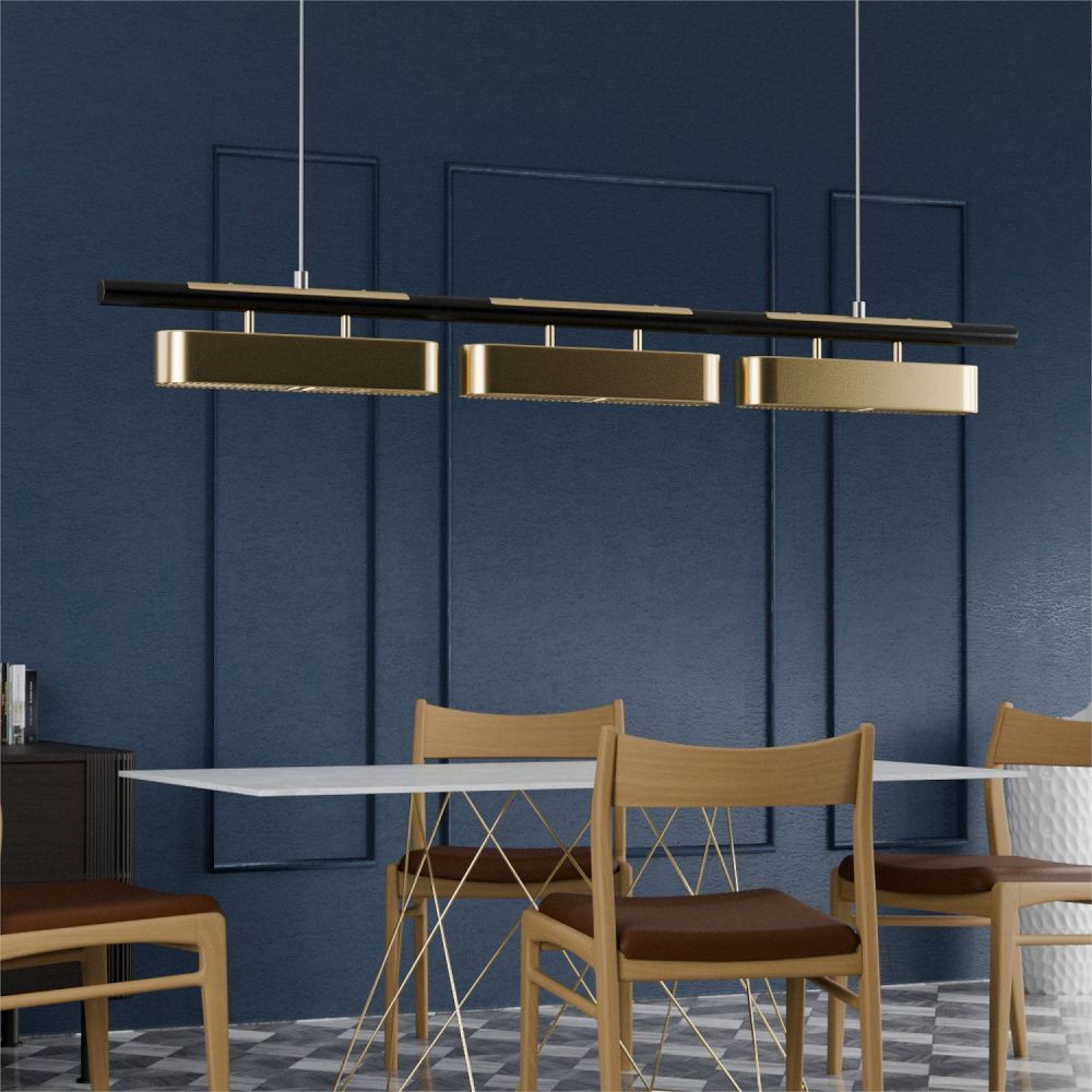Светильник подвесной 140*14-180 см, 3*LED*10W, 3000-6000K, Lightera Huron LE118L-3G SMART, Черный