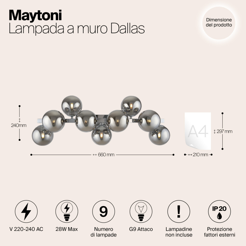Бра Maytoni Dallas MOD547WL-09CH, дымчатый