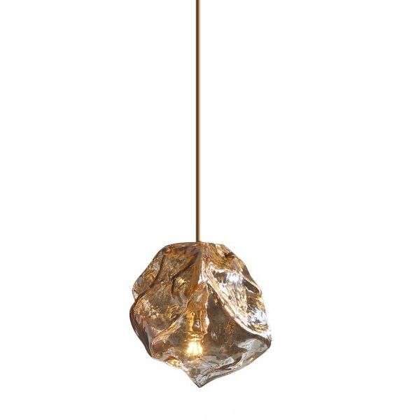 Светильник подвесной ElegantLight DZN-8199 БРОНЗА + ЯНТАРЬ  D180/H1500/1/E27/60W LAVA 25-07