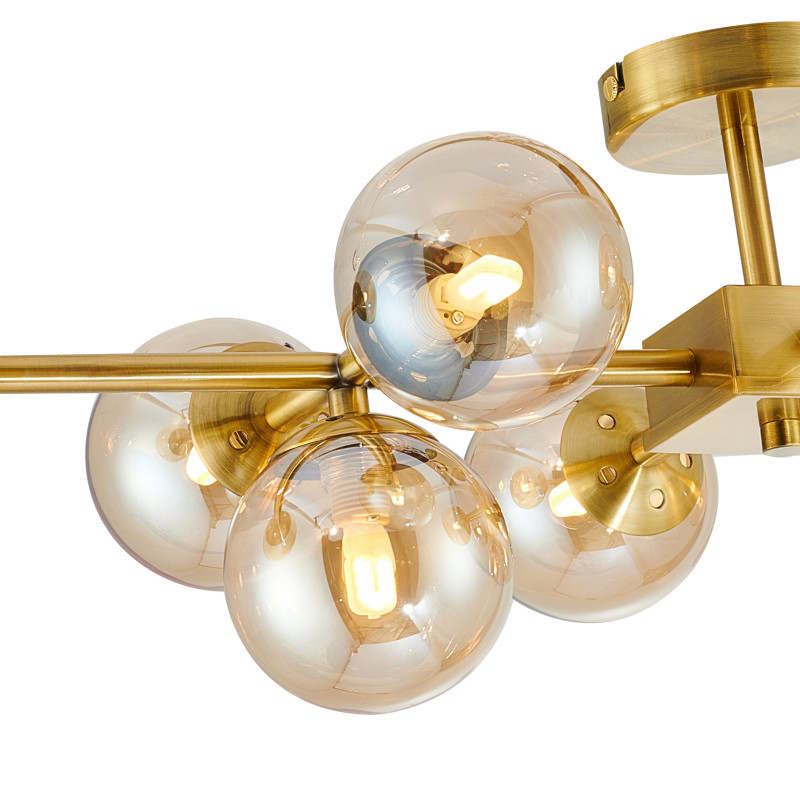 Люстра Favourite Varietas 2649-10U, L810*W430*H235, латунь, плафоны из выдувного стекла янтарного цвета