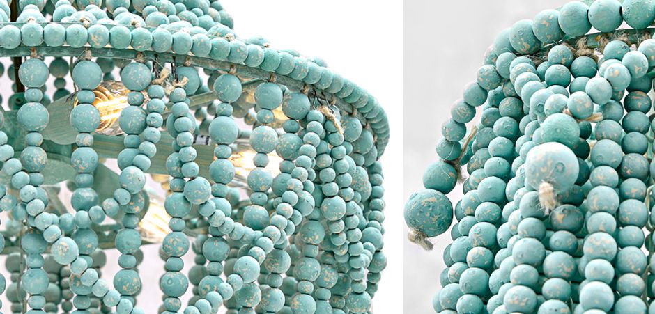 Подвесная люстра Chanteuse Chandelier Turquoise 50*50*70 см, 6*E14*40W, ImperiumLoft 40.1993-1, Бирюзовый