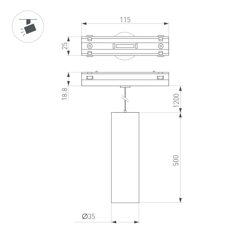 Светильник на шине Arlight 045015 11,5*3,5*50 см, 10W, белый (регулируемый)K,
