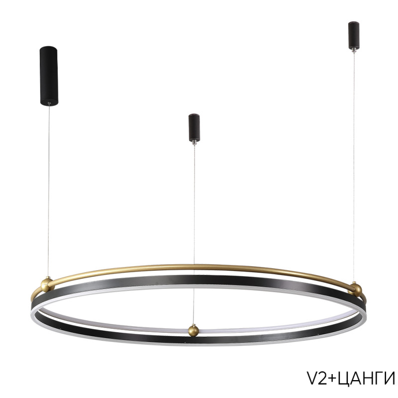 Светильник 100 см, 88W, 3000-6300K, Crystal Lux FERNANDO SP88W LED D1000 BLACK/GOLD, черный-золото