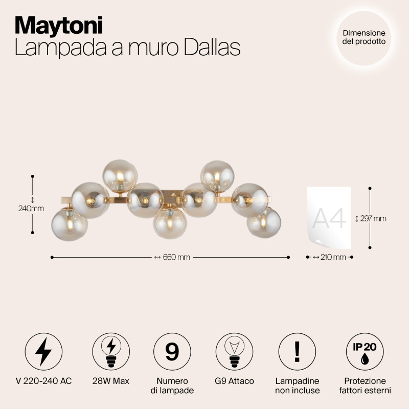 Бра Maytoni Dallas MOD547WL-09G, янтарный