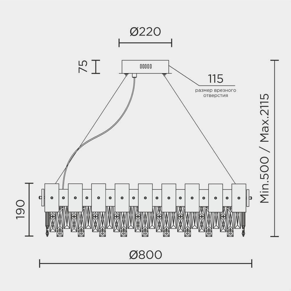 Подвесная люстра 80*50/100 см, LED 65W 3000-6500К MODELUX premium ML.6980.800P GD золото