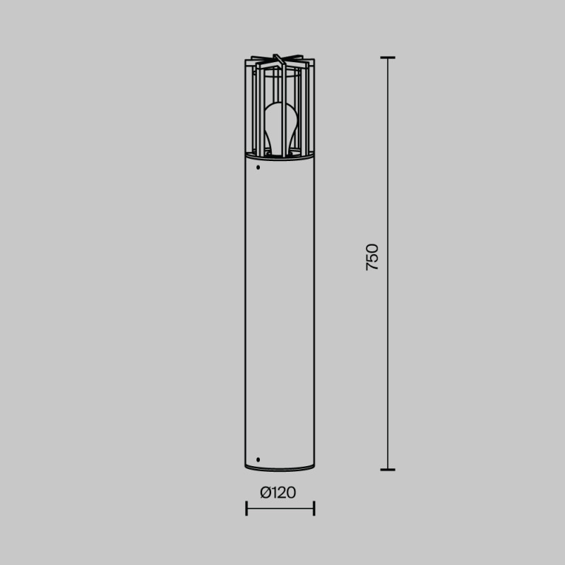 Садово-парковый светильник 12*75 см, 1*E27, 15W, Maytoni BARREL O453FL-01GF серый