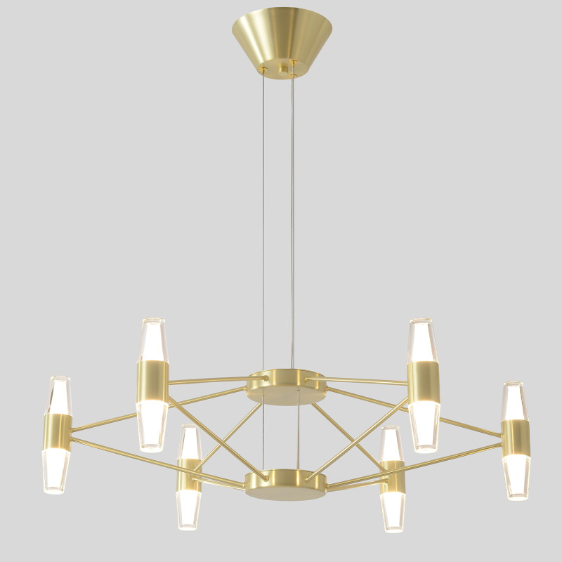 Подвесная люстра 60 см, 36W, 3000K, Crystal Lux DOROTEA SP6 GOLD, золото
