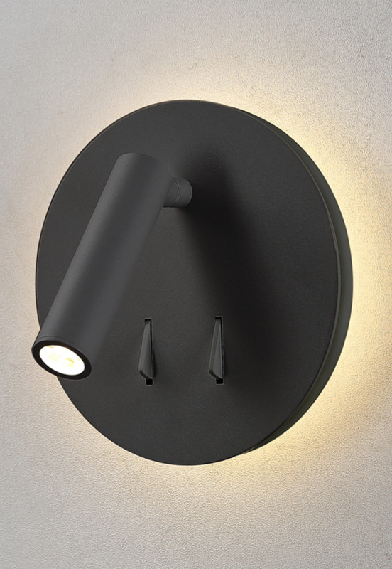 Настенный светильник 15 см, 1*3W/6W/9W, 3000K, Crystal Lux CLT 223W BL Черный