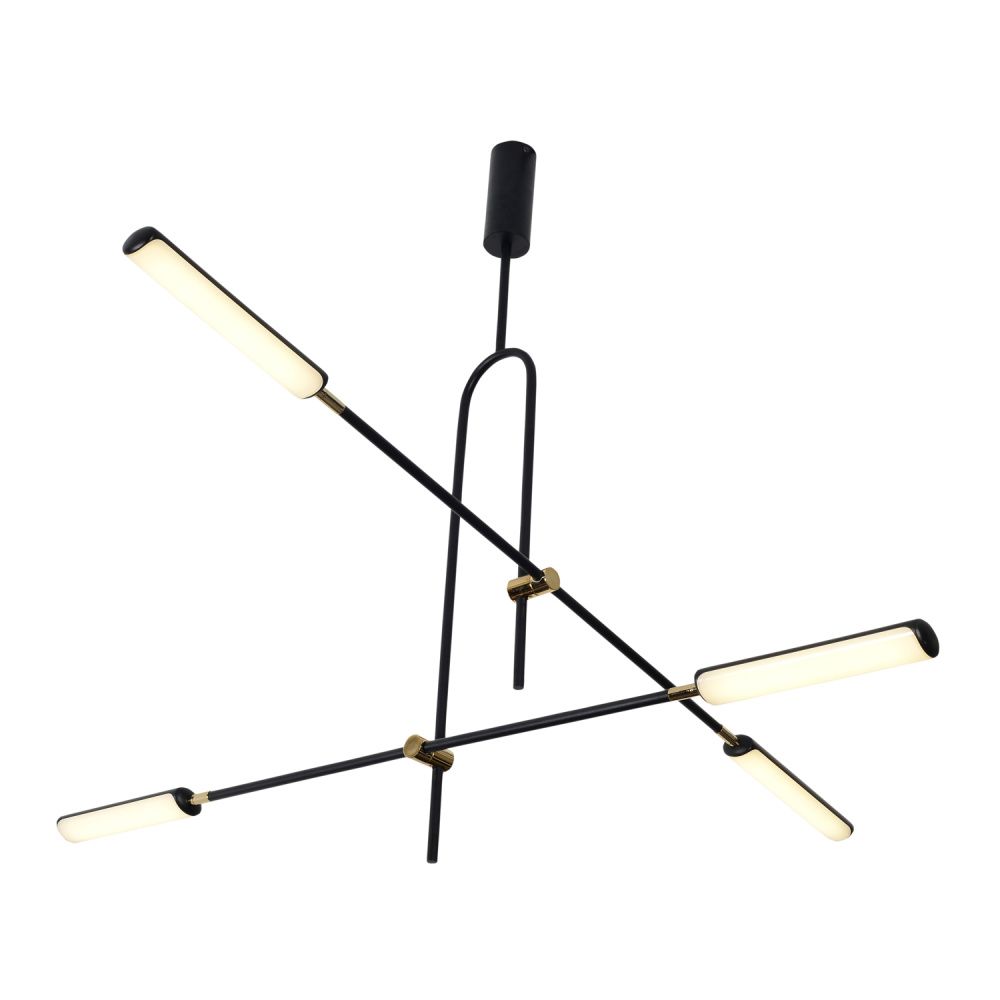 Люстра 110*110*86 см, 4*LED*28W, 3000K Gerhort G61302/4BK+GD, Черный, золото