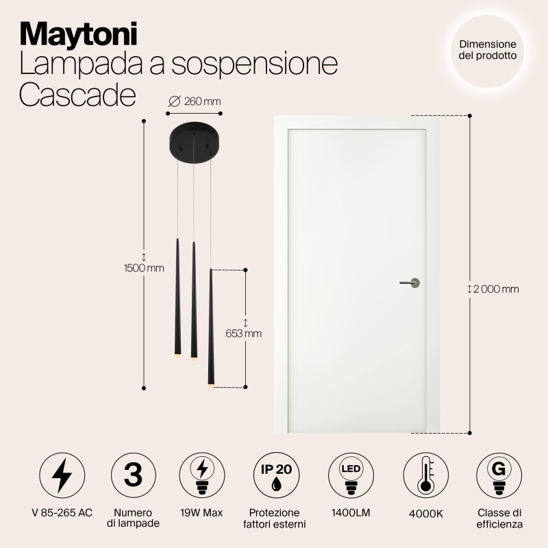 Светодиодный светильник 26 см, 15W, 4000K, Maytoni MOD132PL-L28BK1, черный
