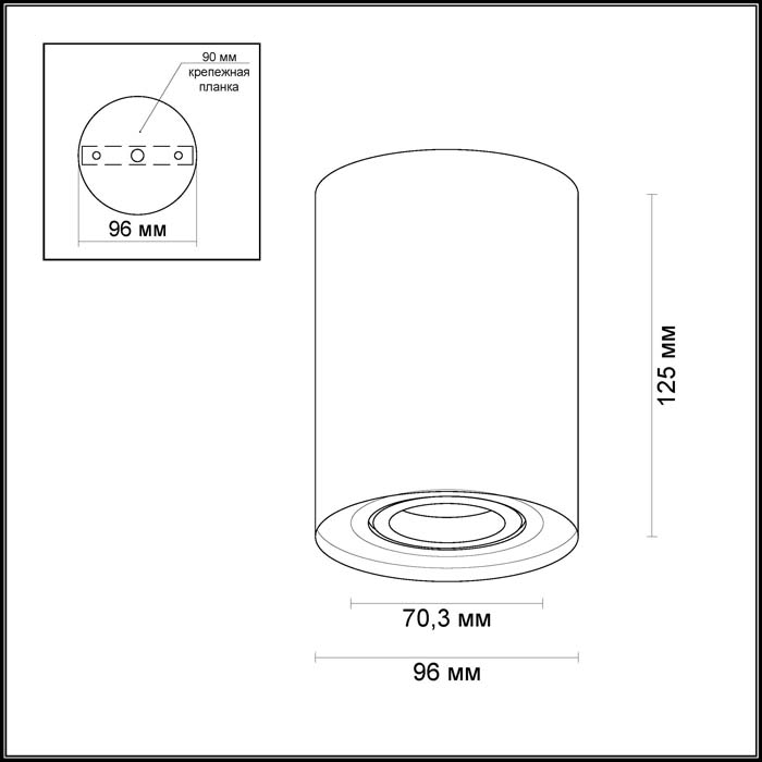Светильник 9,6*9,6 см, GU10 50W, Odeon Light Pillaron 3564/1C