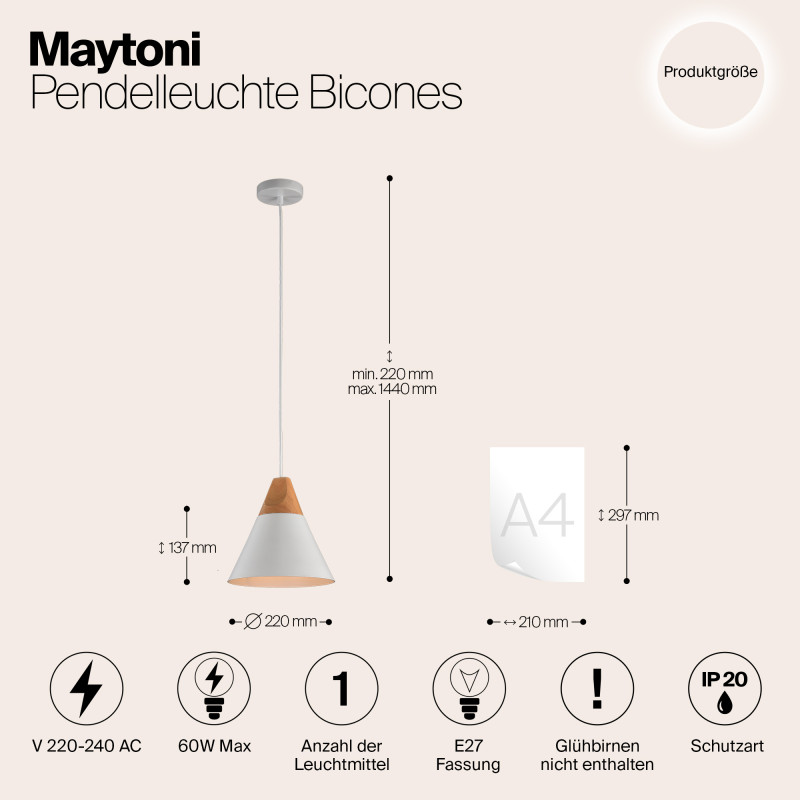 Подвесной светильник Maytoni Bicones P359-PL-01-W