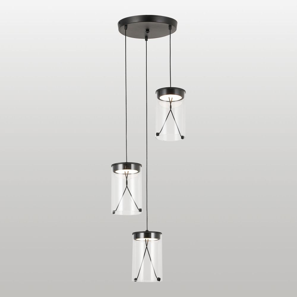 Подвесной светильник *34*75-120 см, 3*LED*5W, 3000K, Lussole Smith LSP-7473, черный